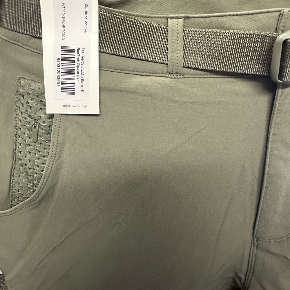 NWT Outdoor Voices RecTrek Zip-Off Pant in Tea‎ Tree/Calcite/Milk Stone Small - Picture 5 of 10